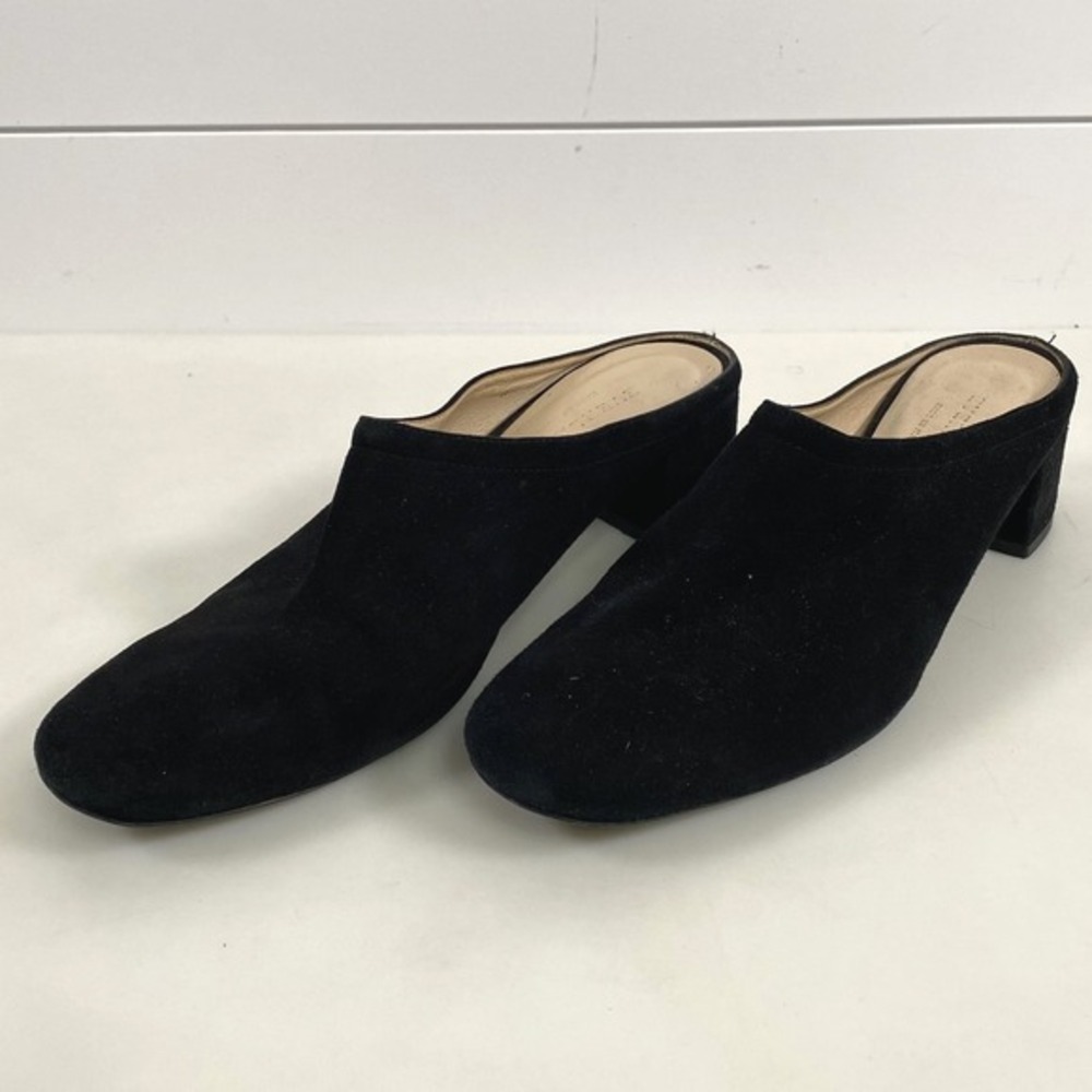 Everlane Shoes‎ Womens Size 8 Black Suede Mule Block Heel Slip On Made Italy